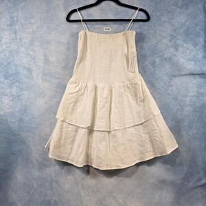 Kirious Los Angeles Womens White Smocked Tiered Ruffle Mini Dress Large NWT